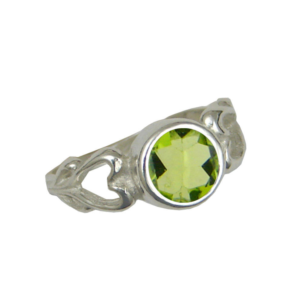 Sterling Silver Hearts Accent This Ring With Peridot Size 8